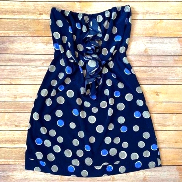 Banana Republic Navy Strapless Polka Dot Dress 6 - Picture 2 of 7